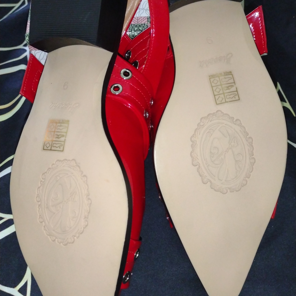 Chic Red Buckled Flats for Women - Picture 12 of 17